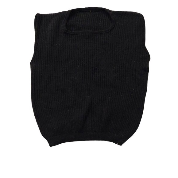 40s-80s Vintage Sweaters - Retro Vintage 1940s-1960s Black Crewneck Sleeveless Knit Sweater Vest Top